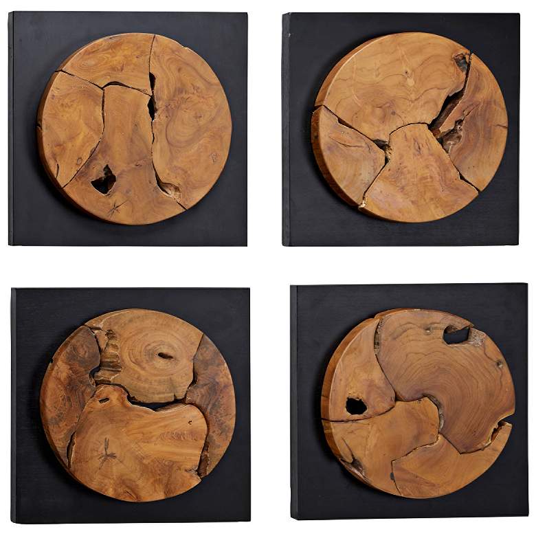 Image 1 Circular Abstract Live Edge 16" Square 4-Piece Wall Art Set