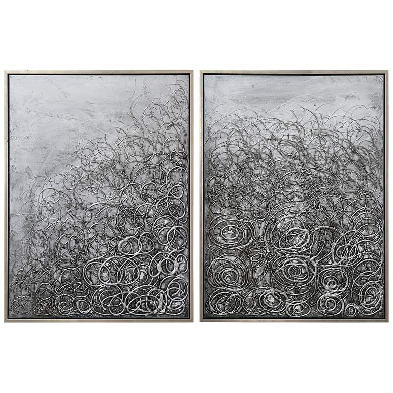 Image 3 Circular Logic 48" High 2-Piece Framed Canvas Wall Art Set