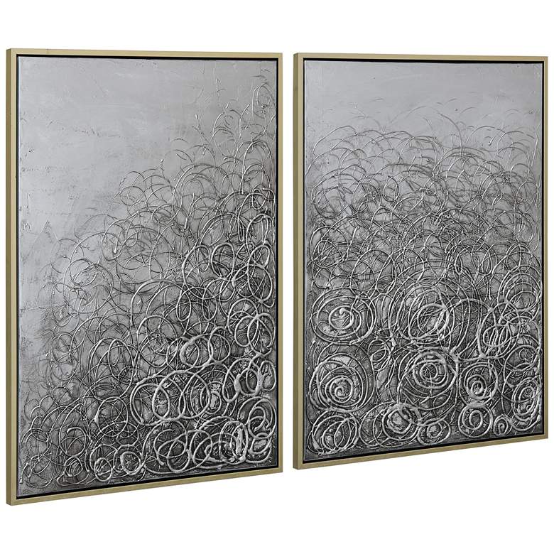 Image 7 Circular Logic 48" High 2-Piece Framed Canvas Wall Art Set more views