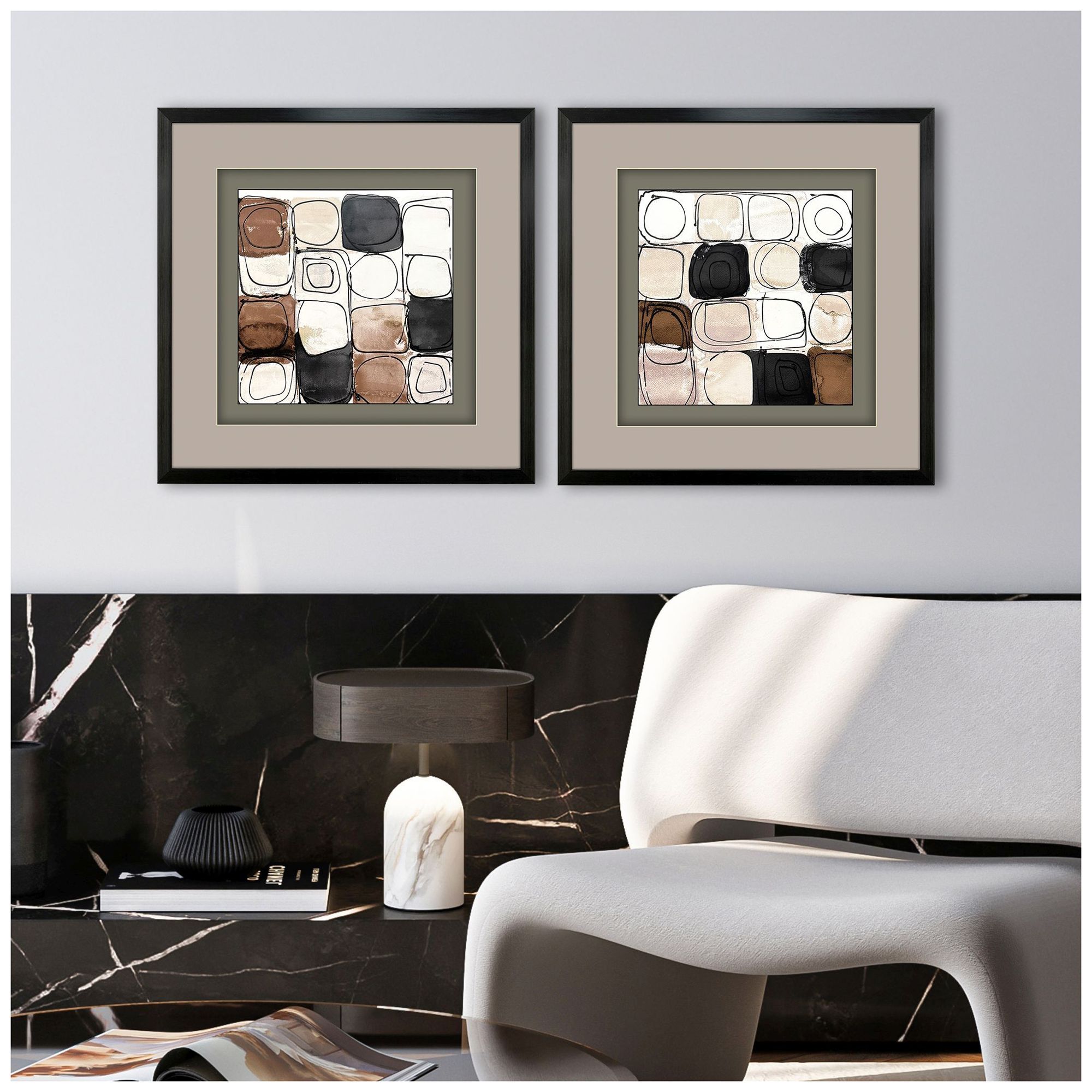 Image 4 Circular Square 27"W x 27"H Framed Art Set of 2 more views