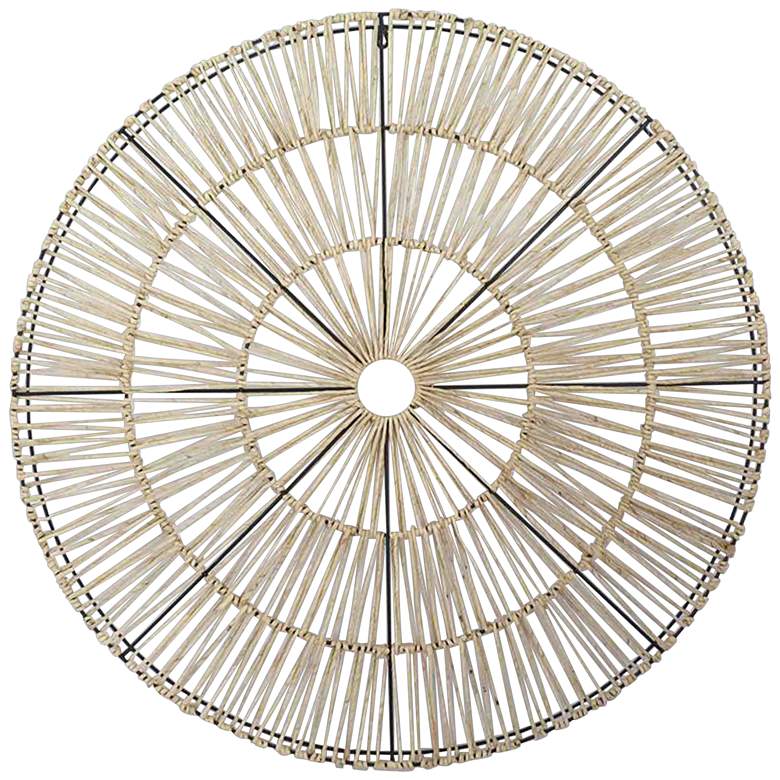 Image 2 Circulation 39 inch Round Metal and Natural Wall Sculpture
