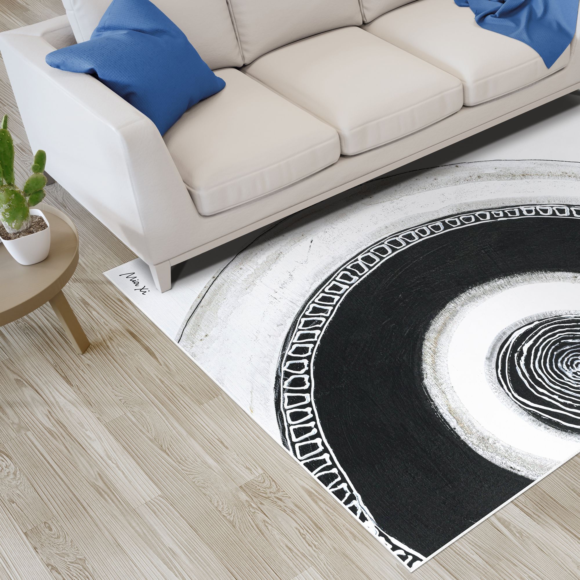 Image 5 Circuli II Washable Circles Art Area Rug size 5'x8' more views