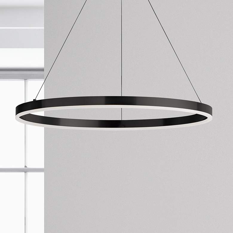 Image 1 Circulo 24" Wide Matte Black LED Ring-Round Pendant Light