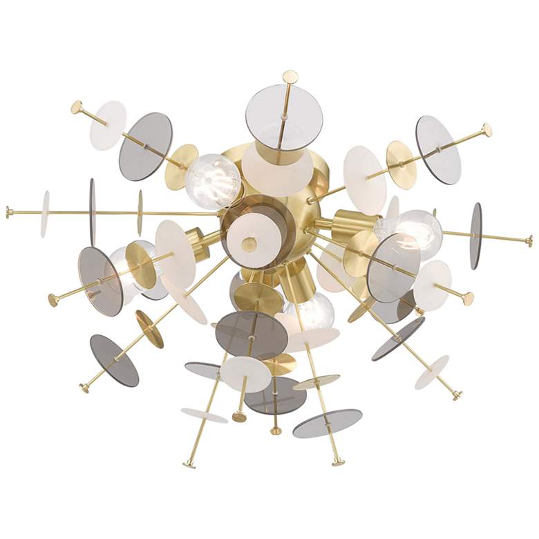 Image 2 Circulo 24" Wide Modern Semi-Flushmount Brass Ceiling Light