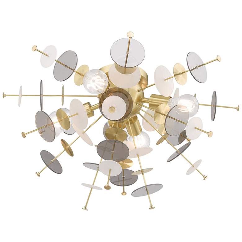 Image 2 Circulo 24 inch Wide Modern Semi-Flushmount Brass Ceiling Light