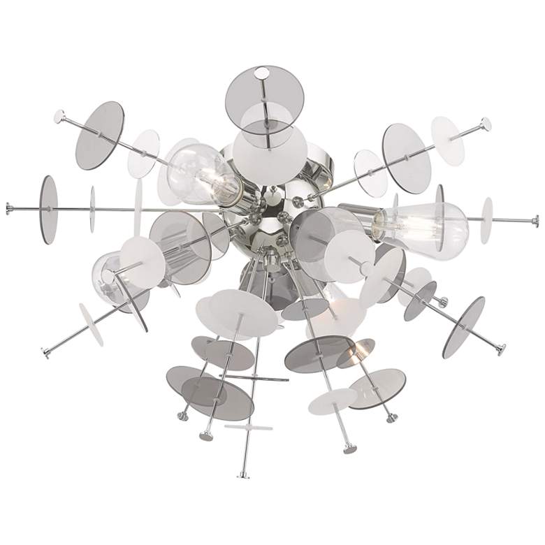 Image 2 Circulo 24 inch Wide Modern Semi-Flushmount Chrome Ceiling Light