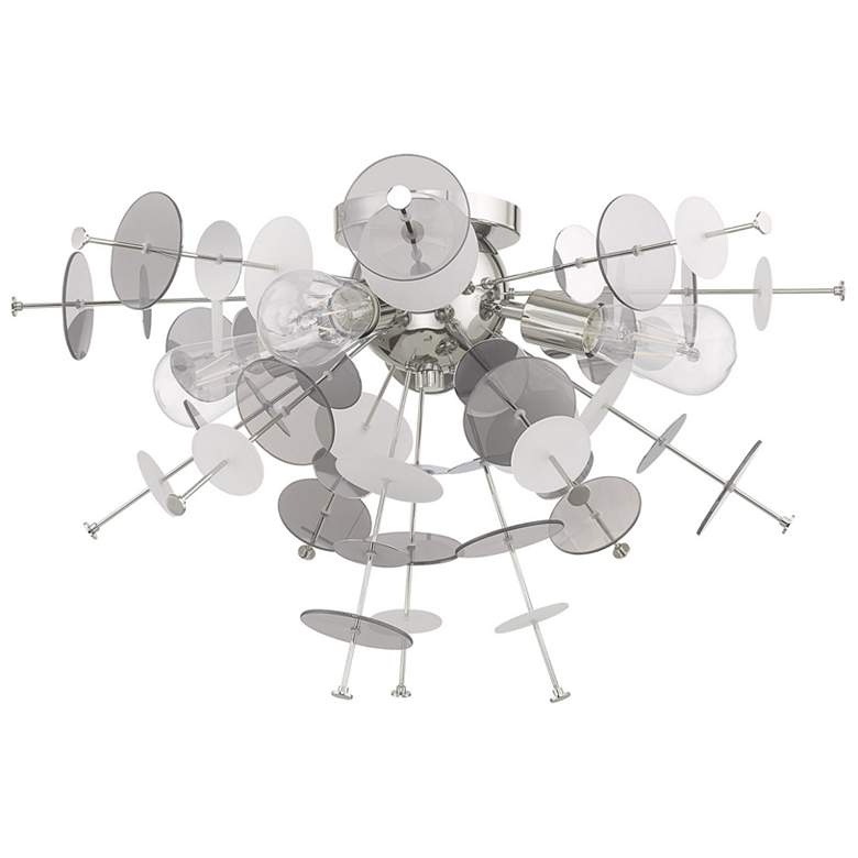 Image 4 Circulo 24 inch Wide Modern Semi-Flushmount Chrome Ceiling Light more views