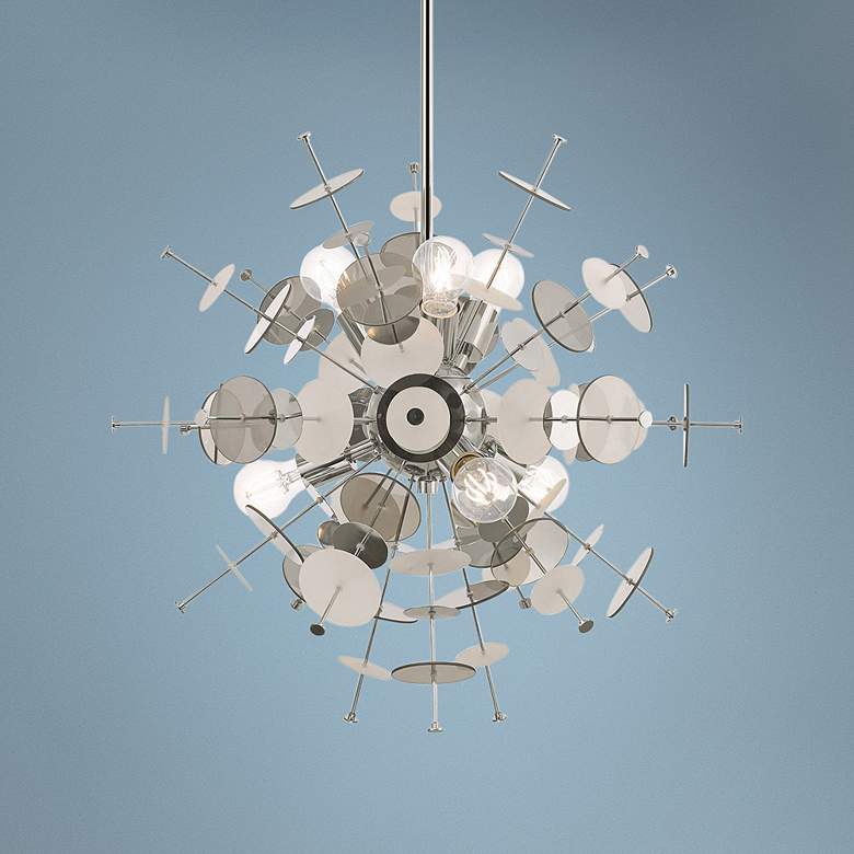 Image 1 Circulo 24" Wide Polished Nickel Starburst Pendant Light