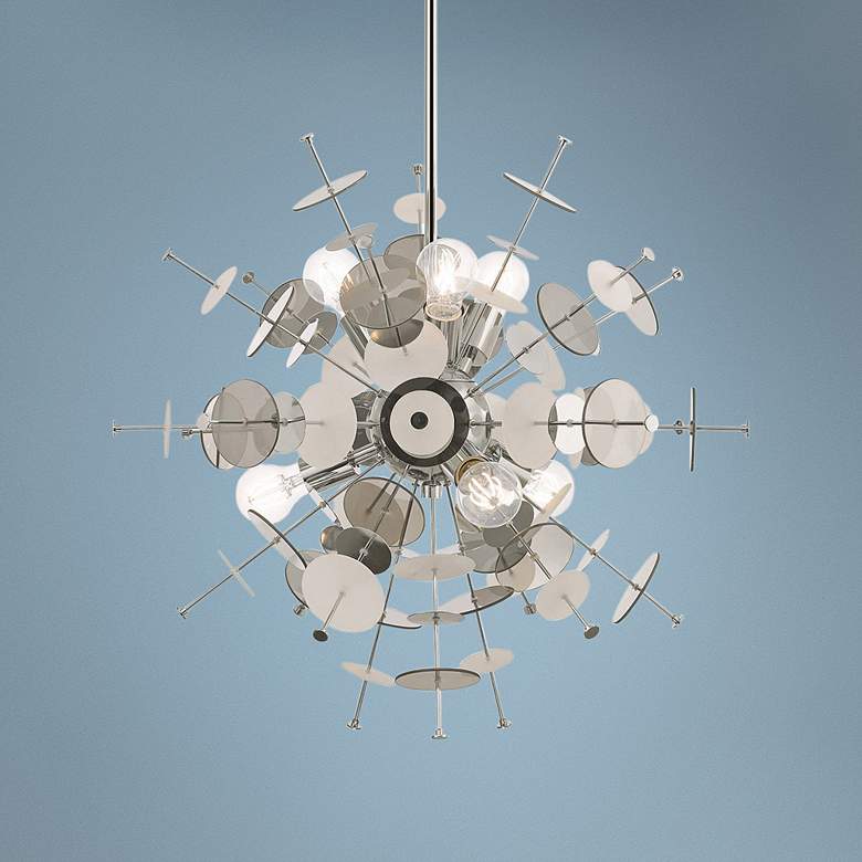 Image 1 Circulo 24 inch Wide Polished Nickel Starburst Pendant Light