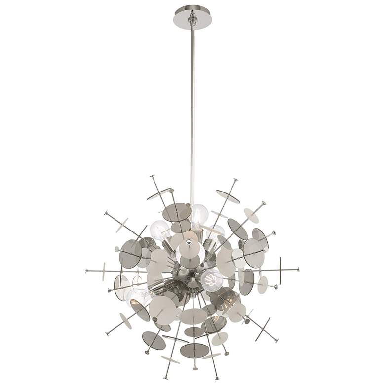 Image 3 Circulo 24 inch Wide Polished Nickel Starburst Pendant Light more views