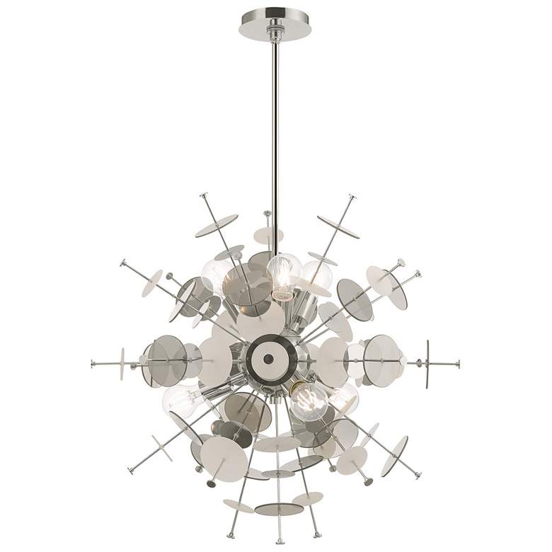 Image 4 Circulo 24 inch Wide Polished Nickel Starburst Pendant Light more views