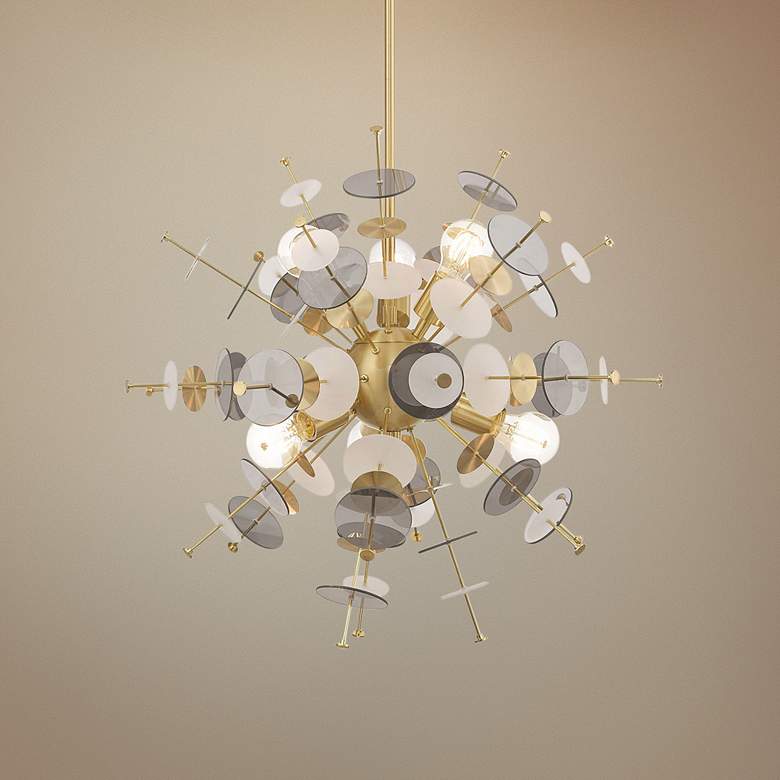 Image 1 Circulo 24" Wide Satin Brass Starburst Pendant Light