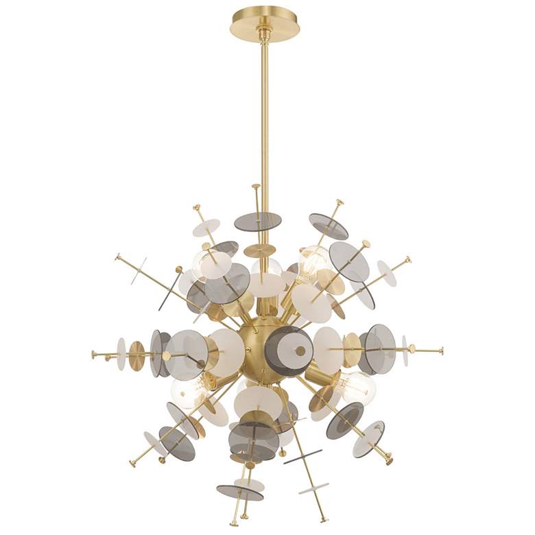 Image 4 Circulo 24" Wide Satin Brass Starburst Pendant Light more views