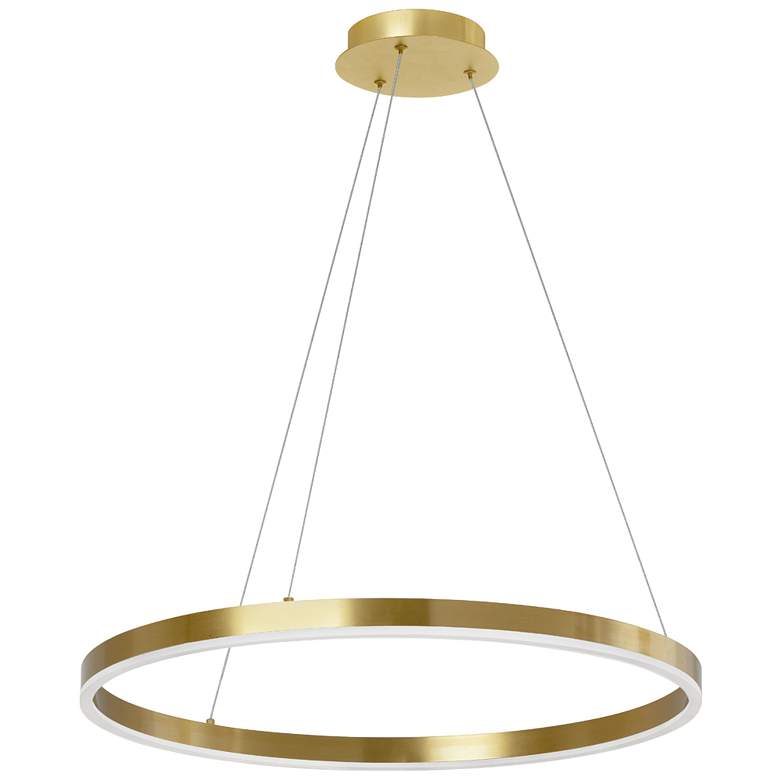 Image 1 Circulo 24" Wide Aged Brass Finish Chandelier w/ White Shade