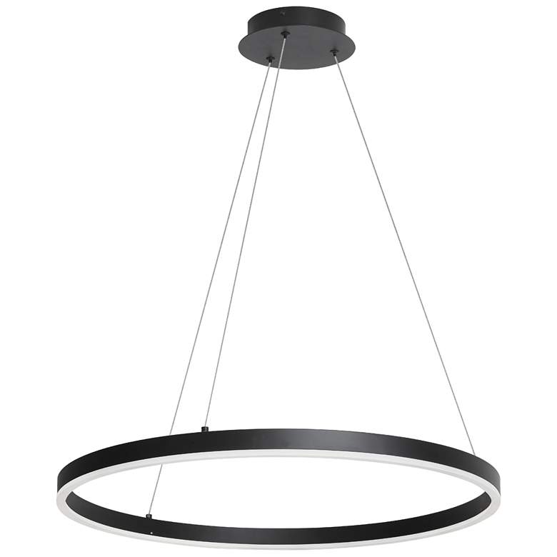 Image 1 Circulo 24" Wide Matte Black Finish Chandelier w/ White Shade