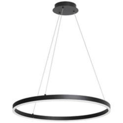 Circulo 24" Wide Matte Black Finish Chandelier  w/ White Shade