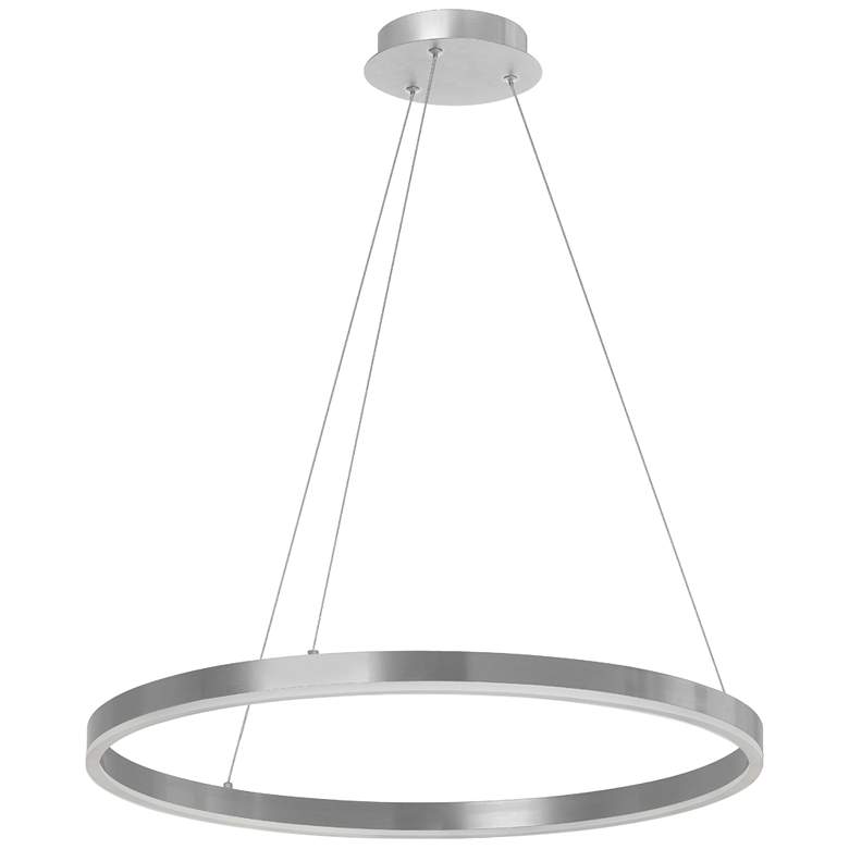Image 1 Circulo 24" Wide Silver Finish Chandelier w/ White Shade