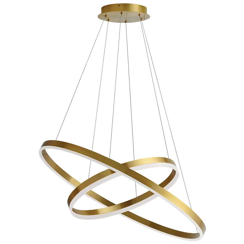 Image 1 Circulo 29 inch Wide Aged Brass 97W Chandelier