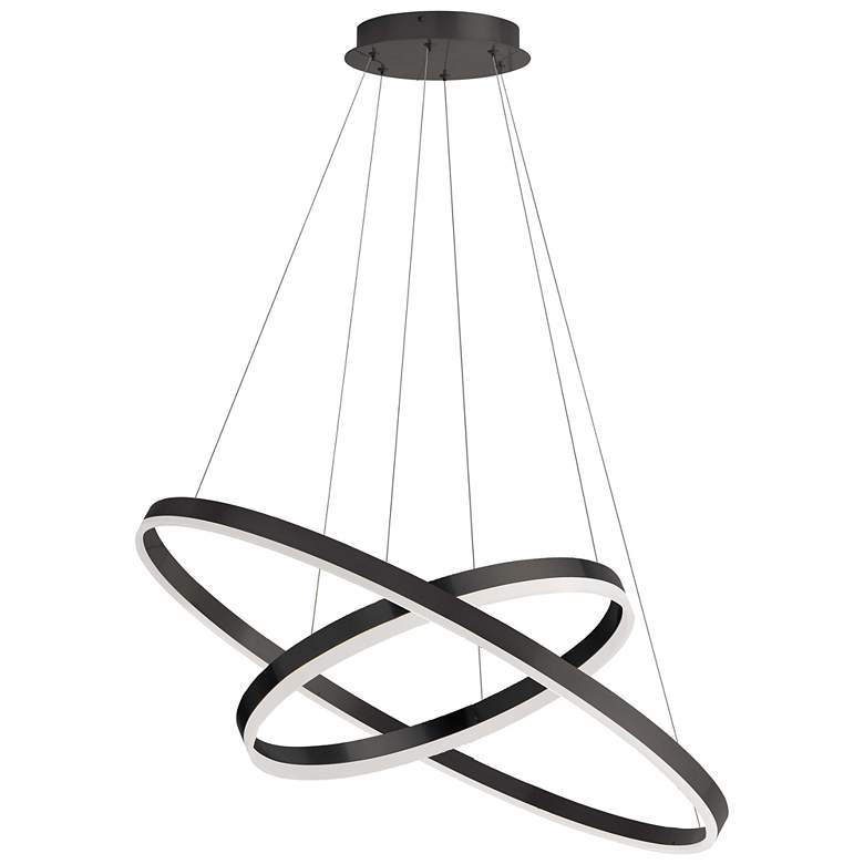 Image 1 Circulo 29" Wide Matte Black Two-Ring LED Chandelier