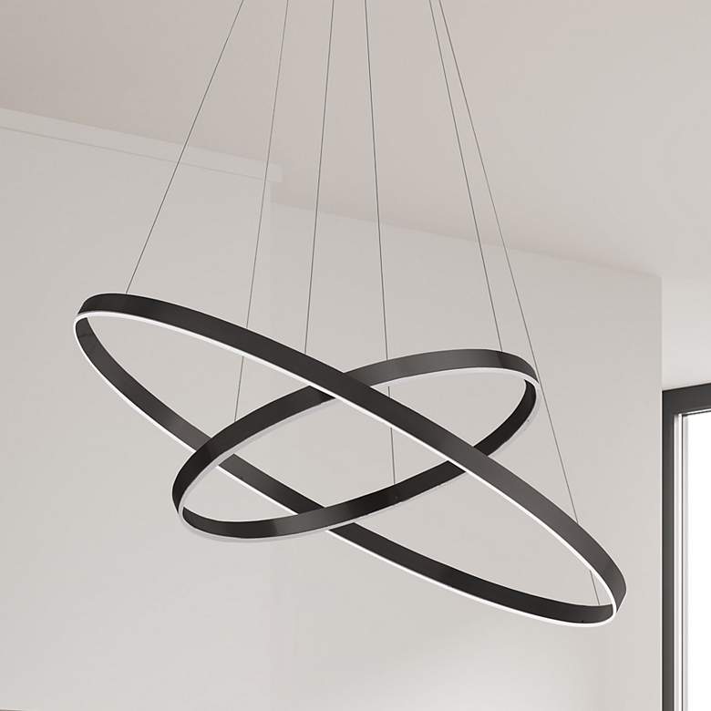 Image 1 Circulo 29" Wide Matte Black Two-Ring LED Chandelier