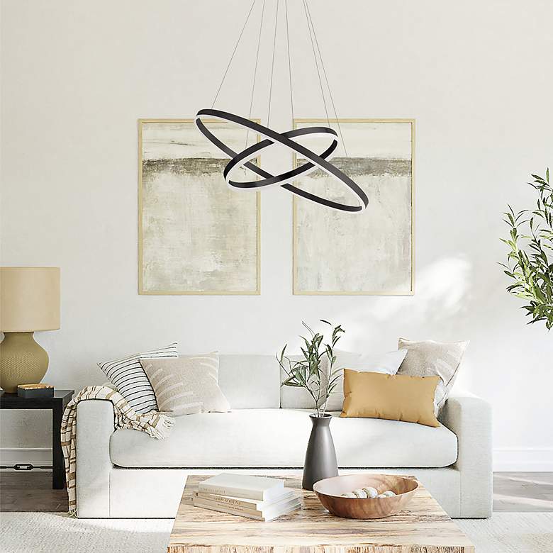 Image 3 Circulo 29" Wide Matte Black Two-Ring LED Chandelier more views