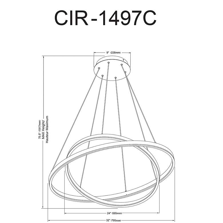 Image 4 Circulo 29" Wide Matte Black Two-Ring LED Chandelier more views
