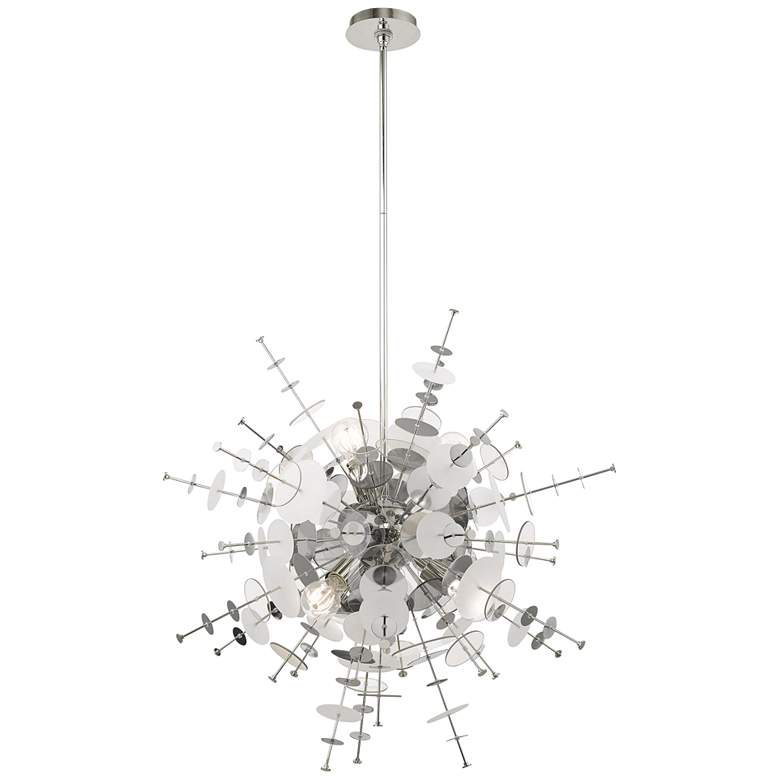Image 2 Circulo 30" Wide Polished Nickel Starburst Pendant Light