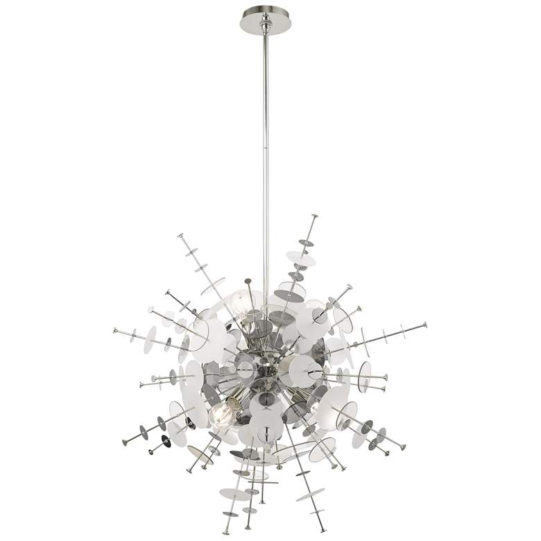 Image 2 Circulo 30 inch Wide Polished Nickel Starburst Pendant Light