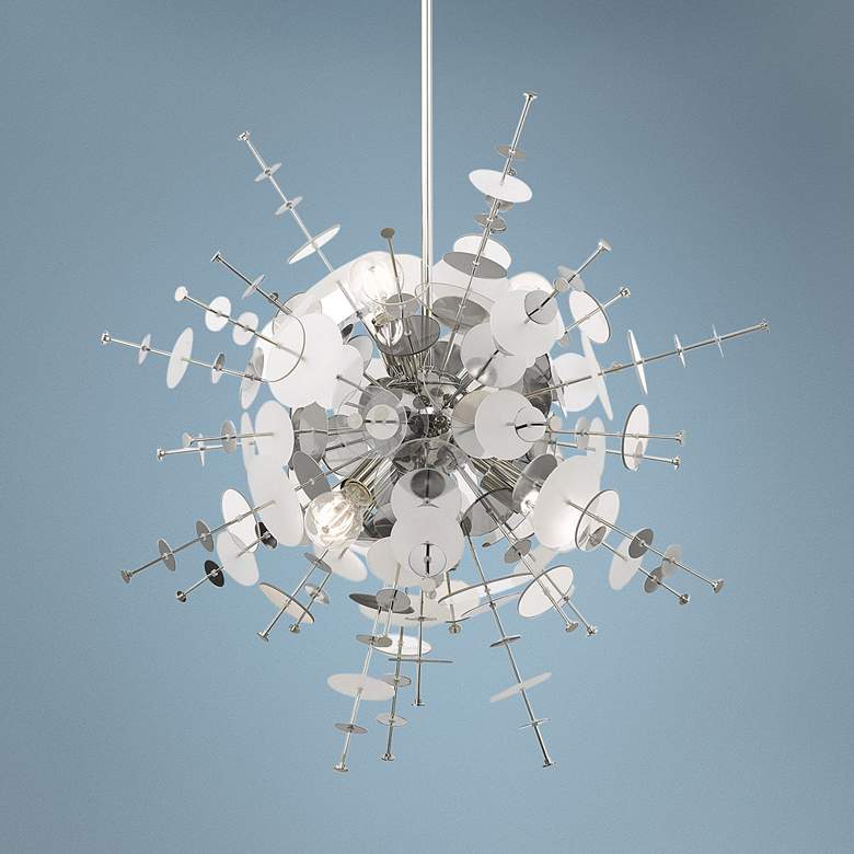 Image 1 Circulo 30" Wide Polished Nickel Starburst Pendant Light