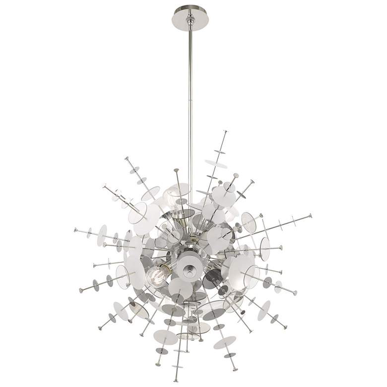 Image 3 Circulo 30 inch Wide Polished Nickel Starburst Pendant Light more views