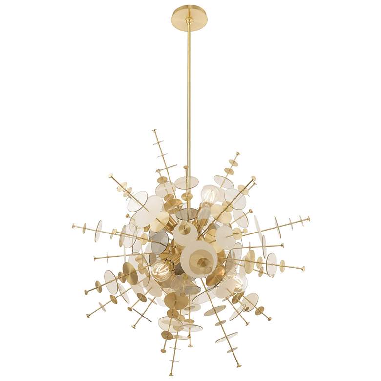 Image 3 Circulo 30" Wide Satin Brass Starburst Pendant Light more views