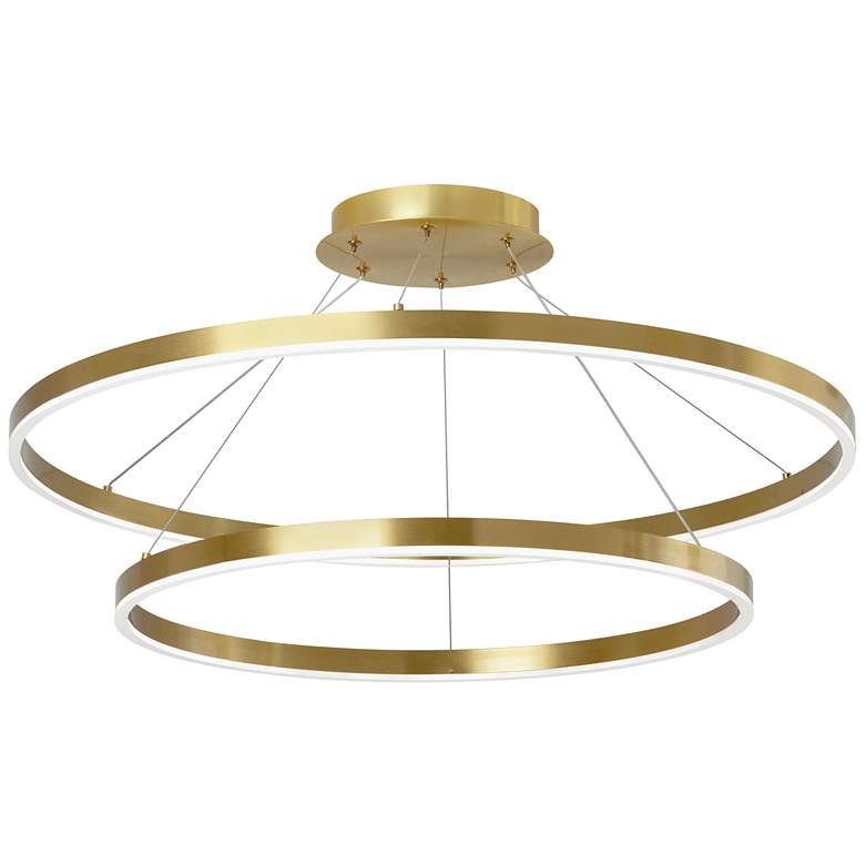 Image 1 Circulo 32 inch Wide Aged Brass 97W Chandelier