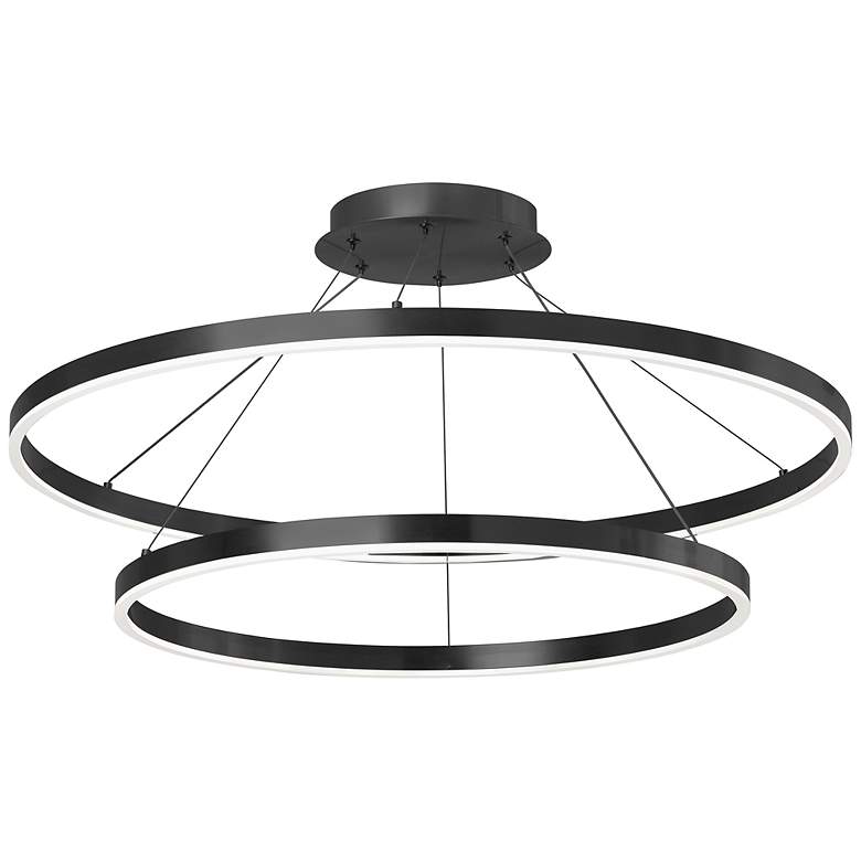 Image 3 Circulo 32" Wide Matte Black LED 2-Tier Ring Pendant Light