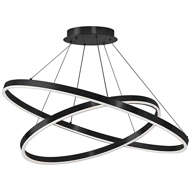Image 5 Circulo 32" Wide Matte Black LED 2-Tier Ring Pendant Light more views