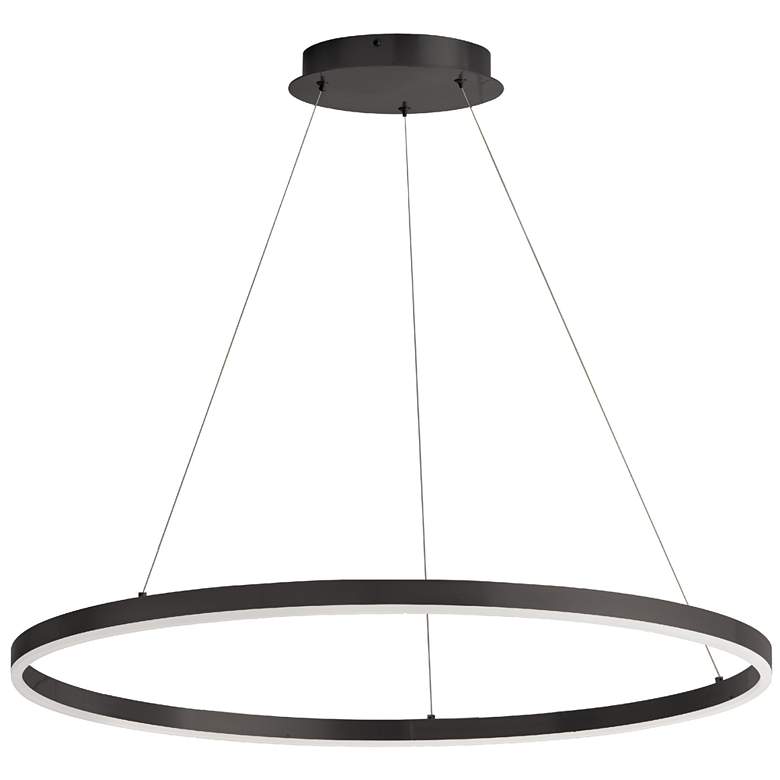 Image 1 Circulo 32" Wide Matte Black Finish Chandelier w/ White Shade