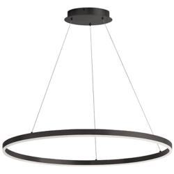Circulo 32" Wide Matte Black Finish Chandelier  w/ White Shade