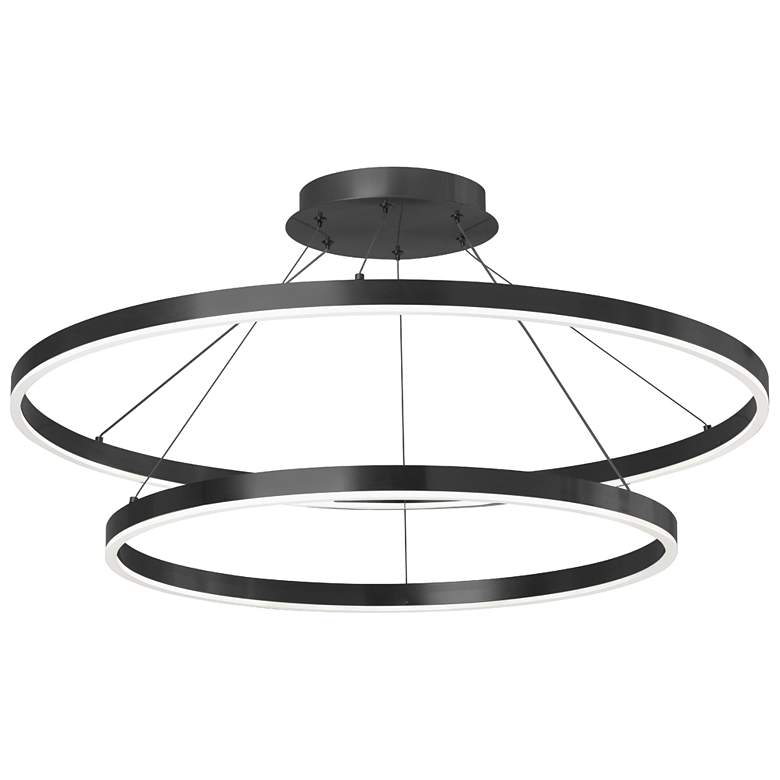 Image 1 Circulo 32" Wide Matte Black Finish Chandelier w/ White Shade