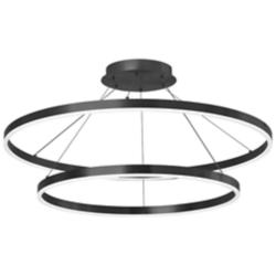 Circulo 32" Wide Matte Black Finish Chandelier  w/ White Shade