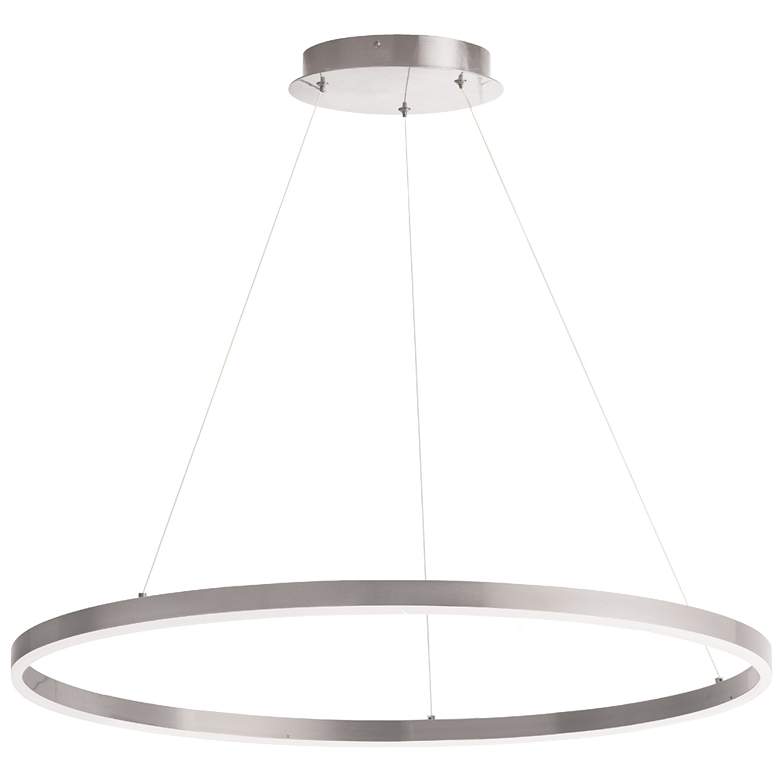 Image 1 Circulo 32" Wide Silver Finish Chandelier  w/ White Shade