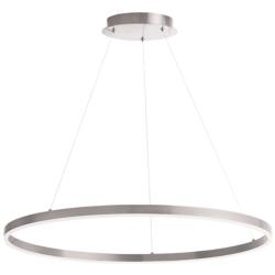 Circulo 32" Wide Silver Finish Chandelier  w/ White Shade