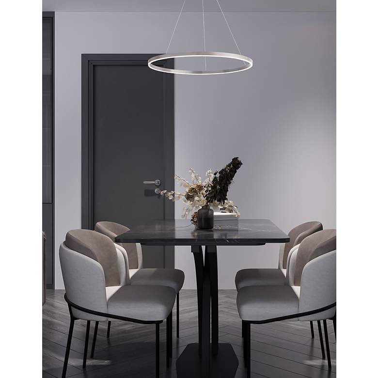 Image 2 Circulo 32" Wide Silver Finish Chandelier  w/ White Shade more views