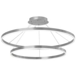 Circulo 32" Wide Silver Finish Chandelier  w/ White Shade