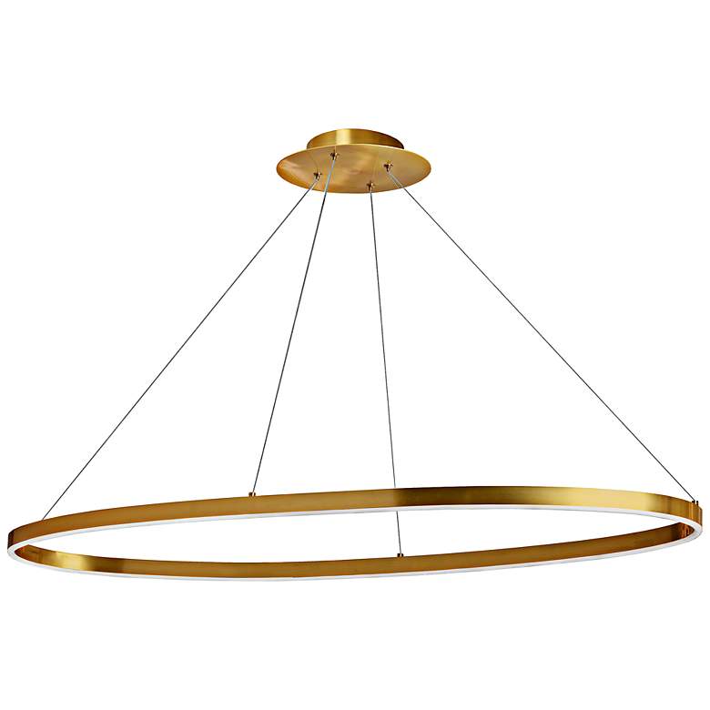 Image 3 Circulo 44" Wide Aged Brass LED Ring Pendant Light