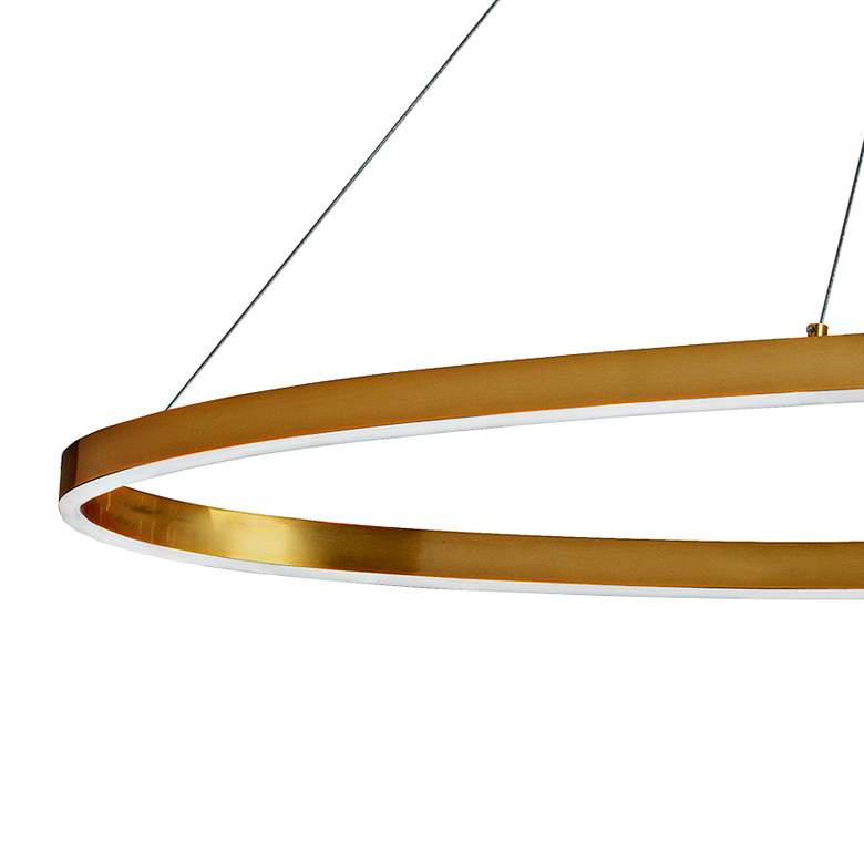 Image 4 Circulo 44" Wide Aged Brass LED Ring Pendant Light more views