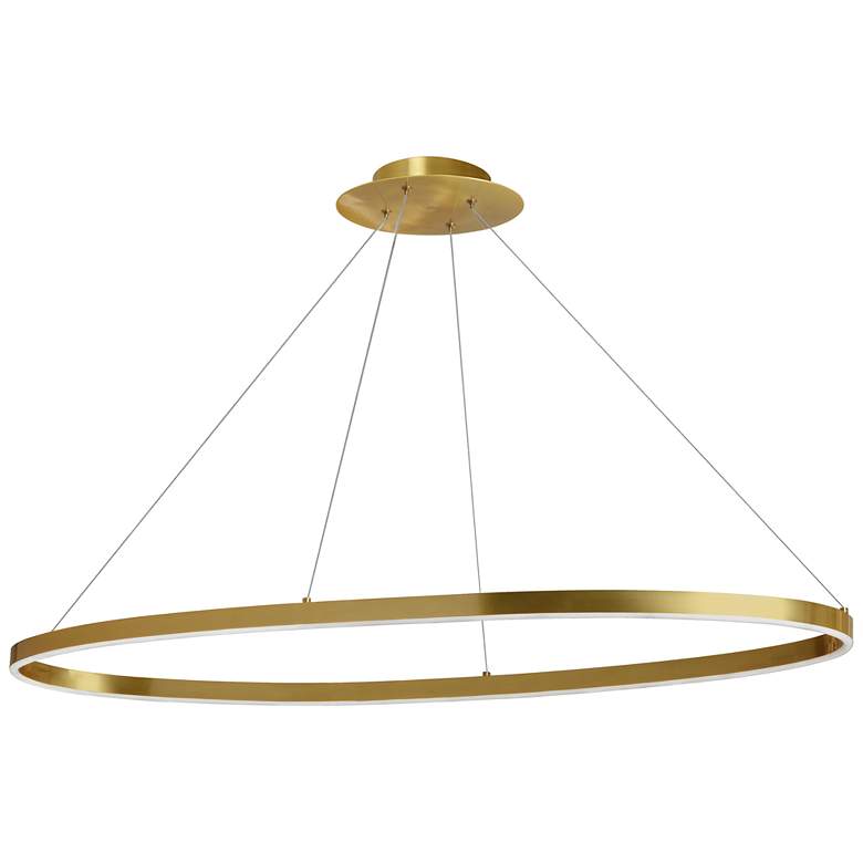 Image 1 Circulo 44" Wide Horizontal Aged Brass 63W Chandelier