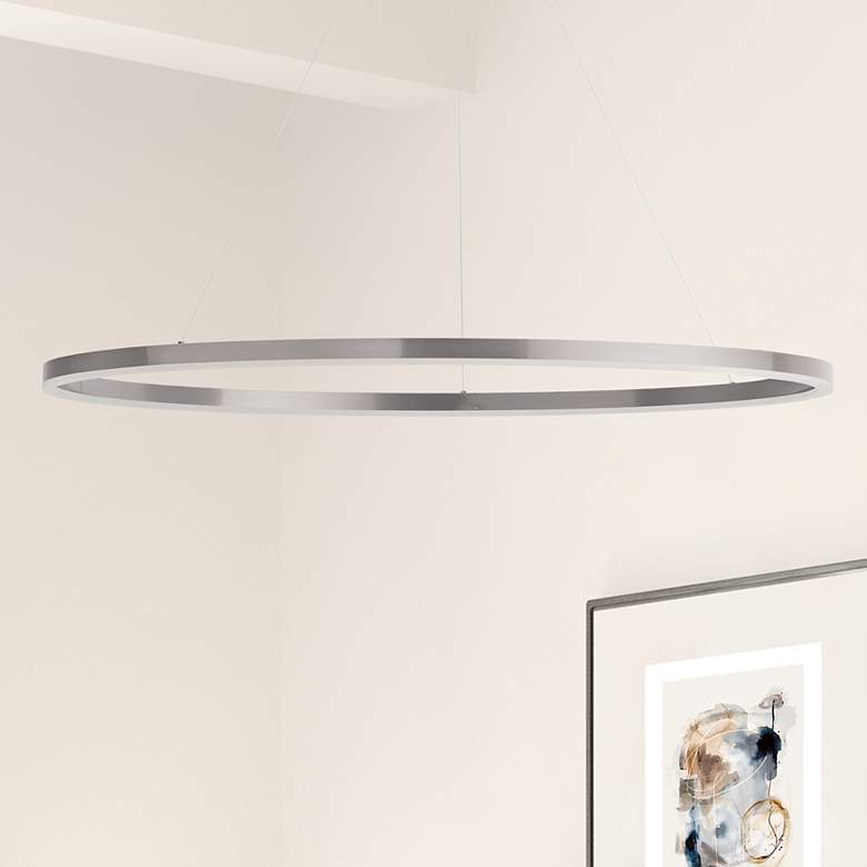 Image 1 Circulo 44" Wide Silver LED Ring Chandelier