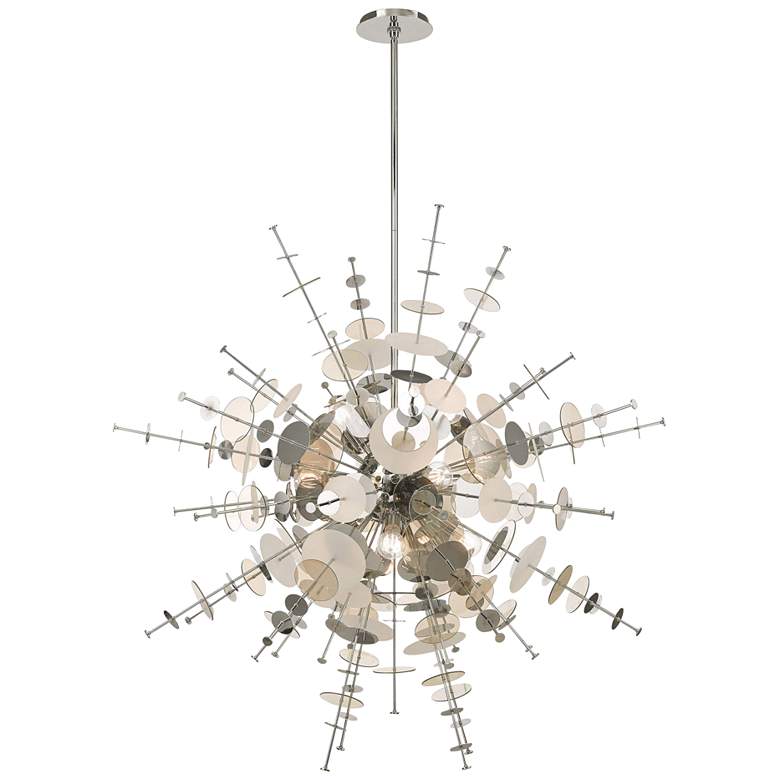 Image 2 Circulo 50"W Polished Nickel Starburst Foyer Pendant Light
