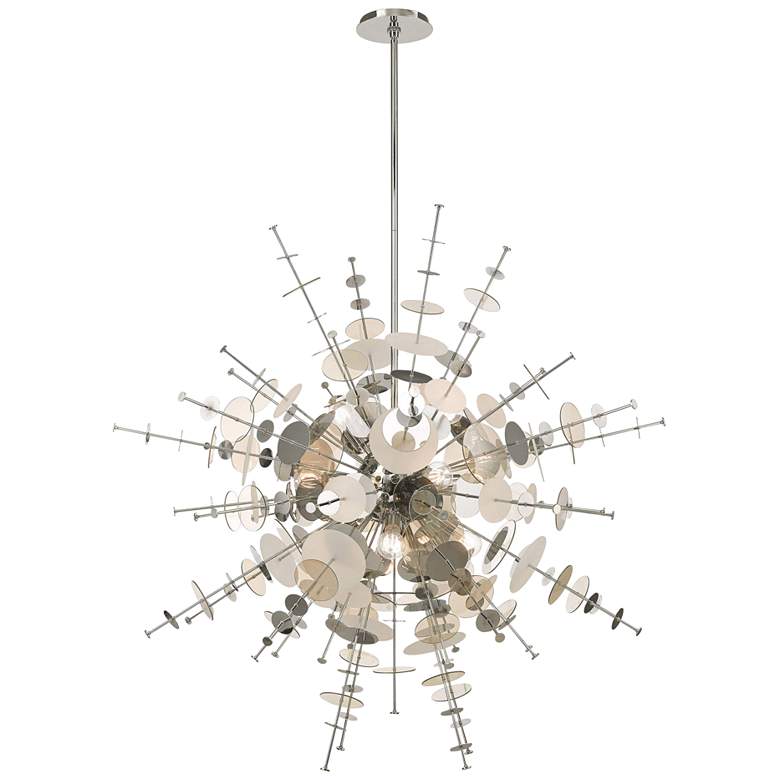 Image 2 Circulo 50 inchW Polished Nickel Starburst Foyer Pendant Light