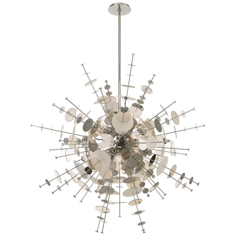 Image 3 Circulo 50 inchW Polished Nickel Starburst Foyer Pendant Light more views