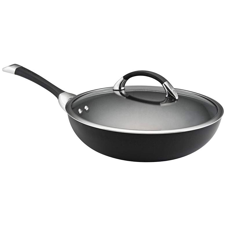 Image 1 Circulon Symmetry Black 12 inch Stir Fry Wok Pan with Lid
